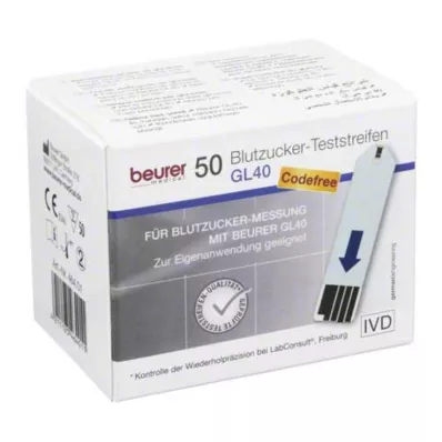 BEURER GL40 blood glucose test strips, 50 pcs BEURER GL40 blood glucose test strips, 50 pcs