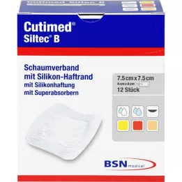 CUTIMED Siltec B Foam dressing 7.5x7.5 cm with adhesive, 12 pcs