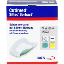 CUTIMED Siltec Sorbact PU-Bandage 7.5x7.5 cm, 12 pcs