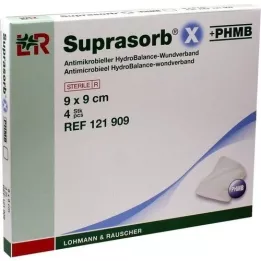 SUPRASORB X+PHMB HydroBalance wound dressing 9x9 cm, 4 pcs