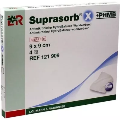 SUPRASORB X+PHMB HydroBalance wound dressing 9x9 cm, 4 pcs