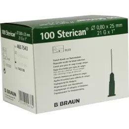 STERICAN Needles 21 Gx1 0.8x25 mm, 100 pcs