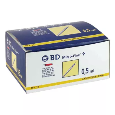 BD MICRO-FINE+ Insulinspr.0.5 ml U40 8 mm, 100X0.5 ml