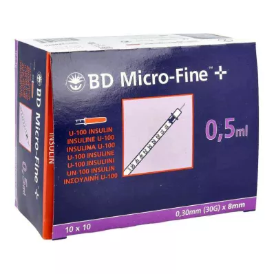 BD MICRO-FINE+ Insulinspr.0.5 ml U100 8 mm, 100X0.5 ml BD MICRO-FINE+ Insulinspr.0.5 ml U100 8 mm, 100X0.5 ml