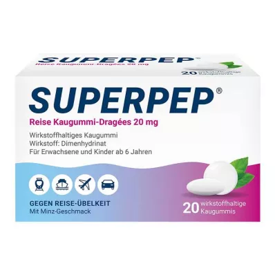 SUPERPEP Travel chewing gum lozenges 20 mg, 20 pcs