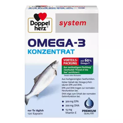 Doppelherz system Omega-3 concentrate capsules, 120 pieces Doppelherz system Omega-3 concentrate capsules, 120 pieces