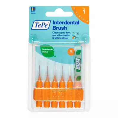 TEPE Interdental brush original 0.45mm ISO 1 orange, 6 pcs TEPE Interdental brush original 0.45mm ISO 1 orange, 6 pcs