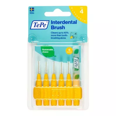 TEPE Interdental brush original 0.7mm ISO 4 yellow, 6 pcs TEPE Interdental brush original 0.7mm ISO 4 yellow, 6 pcs