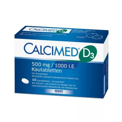 CALCIMED D3 500 mg/1000 I.U. Chewable Tablets, 48 pcs