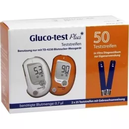 GLUCO TEST Plus blood glucose test strips, 50 pcs