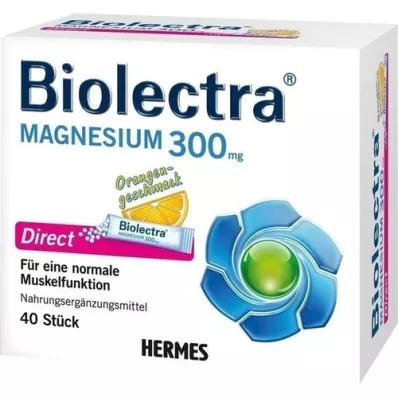 BIOLECTRA Magnesium 300 mg Direct Orange Sticks, 40 pcs