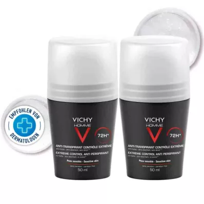 VICHY HOMME Deo Roll-on Antiperspirant 72h DP, 2X50 ml VICHY HOMME Deo Roll-on Antiperspirant 72h DP, 2X50 ml