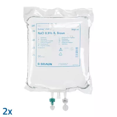 Saline solution 0.9% B.Braun rinsing solution Ecob.Click, 2X5000 ml Saline solution 0.9% B.Braun rinsing solution Ecob.Click, 2X5000 ml