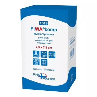 Gauze compresses 7.5x7.5 cm non-sterile 8-fold, 100 pieces Gauze compresses 7.5x7.5 cm non-sterile 8-fold, 100 pieces