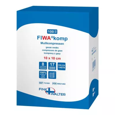 Gauze compresses 10x10 cm non-sterile 8-fold, 100 pieces