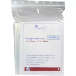 SAUGKOMPRESSEN sterile 10x10 cm, 5X1 pc