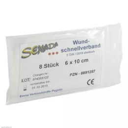 SENADA Quick wound dressing 6x10 cm, 8 pcs