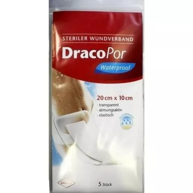 DRACOPOR waterproof wound dressing 10x20 cm sterile, 5 pcs