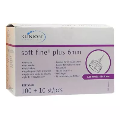 KLINION Soft fine plus pen needles 0.25x6 mm 31 G, 110 pcs KLINION Soft fine plus pen needles 0.25x6 mm 31 G, 110 pcs