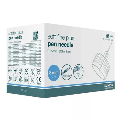 KLINION Soft fine plus pen needles 0.25x8 mm 31 G, 110 pcs KLINION Soft fine plus pen needles 0.25x8 mm 31 G, 110 pcs