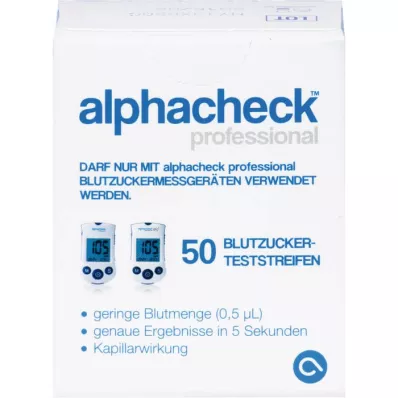 ALPHACHECK professional blood glucose test strips, 50 pcs