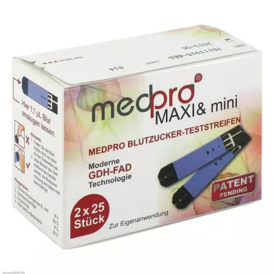 MEDPRO Maxi & mini blood glucose test strips, 2X25pcs MEDPRO Maxi & mini blood glucose test strips, 2X25pcs