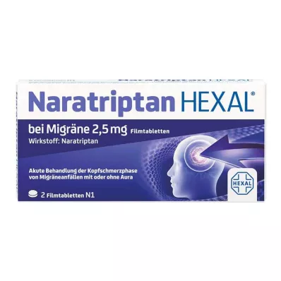Naratriptan Hexal for migraines 2.5 mg film-coated tablets, 2 pcs