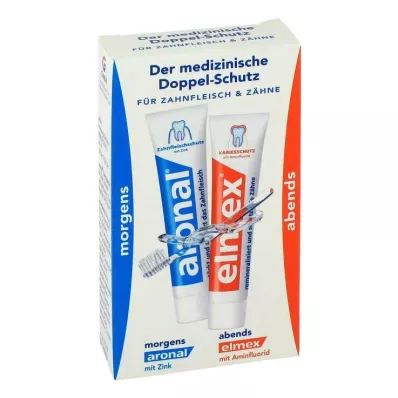 Aronal and Elmex Mini double protection toothpaste, 2X12 ml