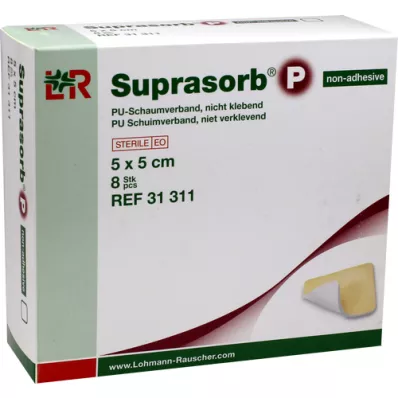 SUPRASORB P PU-Foam v.non-adhesive 5x5 cm, 8 pcs