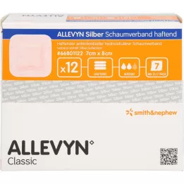 ALLEVYN Silver foam dressing 7x8 cm adhesive, 12 pcs