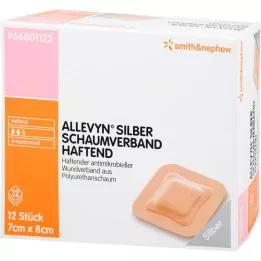 Allevyn silver foam dressing 7x8 cm adhesive, 12 pieces