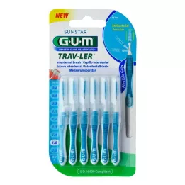 GUM TRAV-LER 1.6mm fir blue interdental+6caps, 6 pcs