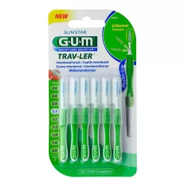 GUM TRAV-LER 1.1mm fir green interdental+6caps, 6 pcs