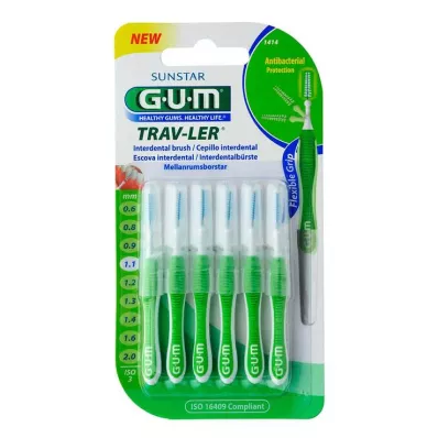 GUM TRAV-LER 1.1mm fir green interdental+6caps, 6 pcs GUM TRAV-LER 1.1mm fir green interdental+6caps, 6 pcs