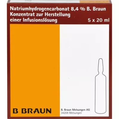 NATRIUMHYDROGENCARBONAT B.Braun 8.4% glass, 5X20 ml