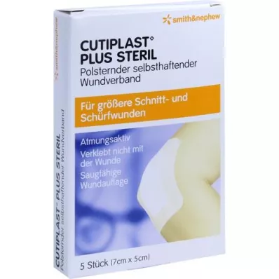 CUTIPLAST Plus sterile 5x7 cm dressing, 5 pcs