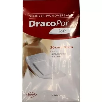 DRACOPOR Wound dressing 10x20 cm sterile, 5 pcs