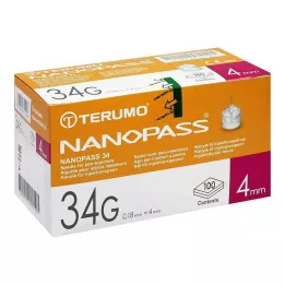 TERUMO NANOPASS 34 Pen Cannula 34 G 0.18x4 mm, 100 pcs