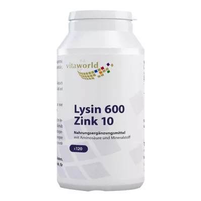Lysine 600 mg plus zinc 10 mg capsules, 120 pieces Lysine 600 mg plus zinc 10 mg capsules, 120 pieces