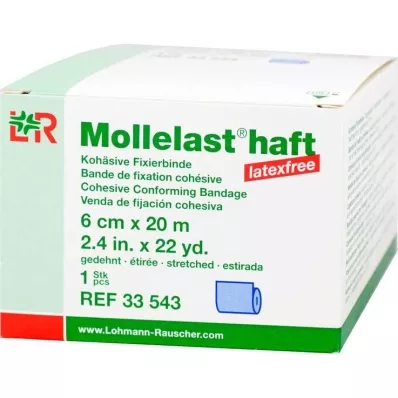 Mollelast adhesive latex-free 6cmx20m stretched blue, 1 pc