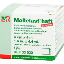 MOLLELAST adhesive latex-free bandages 4 cmx4 m white, 1 pc