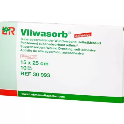 Vliwasorb adhesive superabsorbent compress high absorbency 15x25 cm, 10 pieces Vliwasorb adhesive superabsorbent compress high absorbency 15x25 cm, 10 pieces