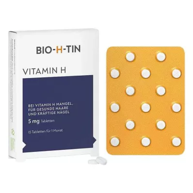 BIO-H-TIN Vitamin H 5 mg tablets, 15 pcs BIO-H-TIN Vitamin H 5 mg tablets, 15 pcs