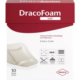 DRACOFOAM Adhesive foam wound dressing 5x5 cm, 10 pcs