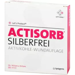 ACTISORB SILBERFREI 10.5x10.5 cm activated charcoal, 10 pcs