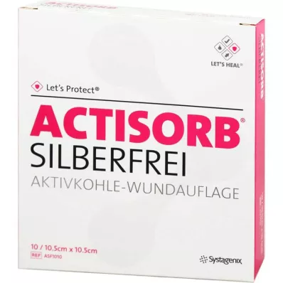 ACTISORB SILBERFREI 10.5x10.5 cm activated charcoal, 10 pcs
