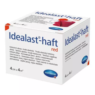 IDEALAST-adhesive colour bandage 4 cmx4 m red, 1 pc
