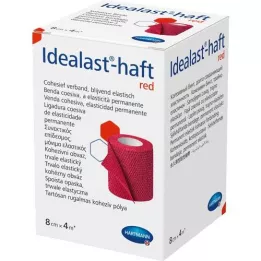 IDEALAST-adhesive colour bandage 8 cm x 4 m red, 1 pc