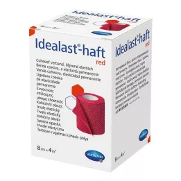 IDEALAST-adhesive colour bandage 8 cm x 4 m red, 1 pc