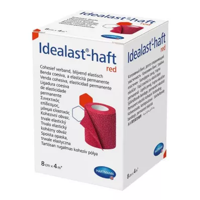 IDEALAST-adhesive colour bandage 8 cm x 4 m red, 1 pc